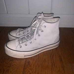 Converse Chuck Taylor Lift Platform High Top Suede Sneakers Egret